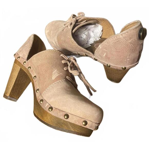 Sanita Shoes - Sanita Clogs Danish Women's 35 Pink Suede Mules Wooden Heels